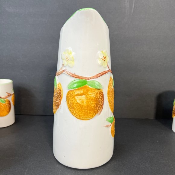 Vtg Napco Napcoware Good Morning Orange Juice Set Pitcher 6 Tumblers 50s Kitsch - Picture 5 of 14